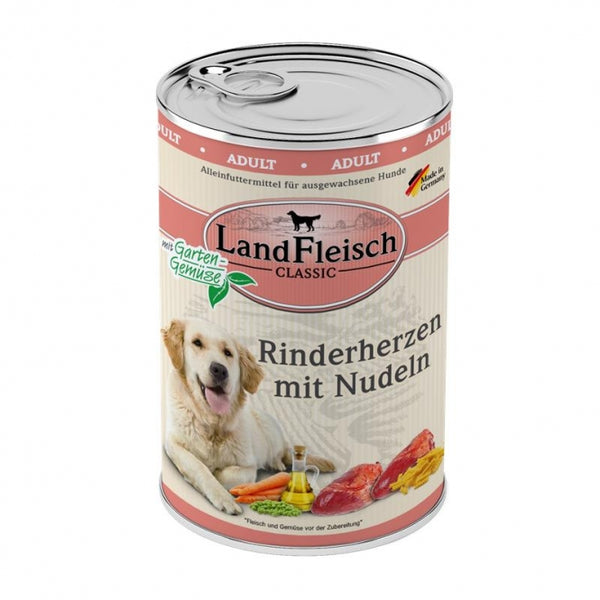 Landfleisch Dog Classic Rinderherzen mit Nudeln & Gartengemüse - 800g