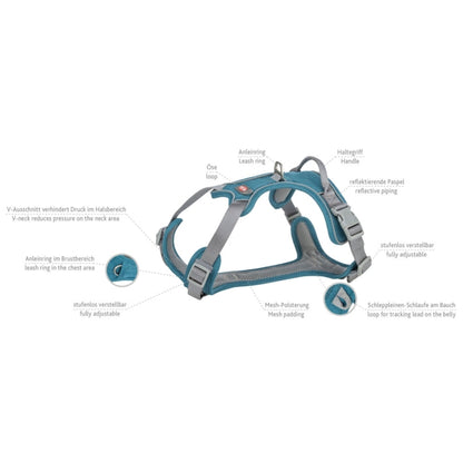Trixie Premium Active Geschirr - petrol - 74–100 cm/25 mm